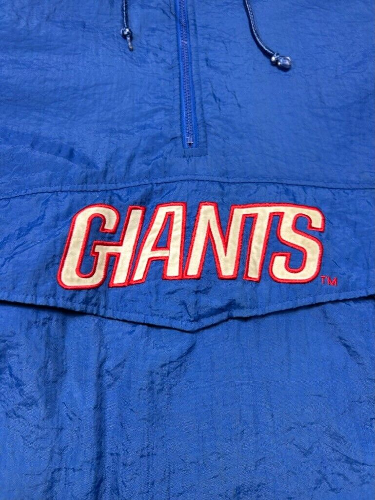 Vintage 90s New York Giants NFL Insulated Half Zip Starter Pullover Jacket Sz L