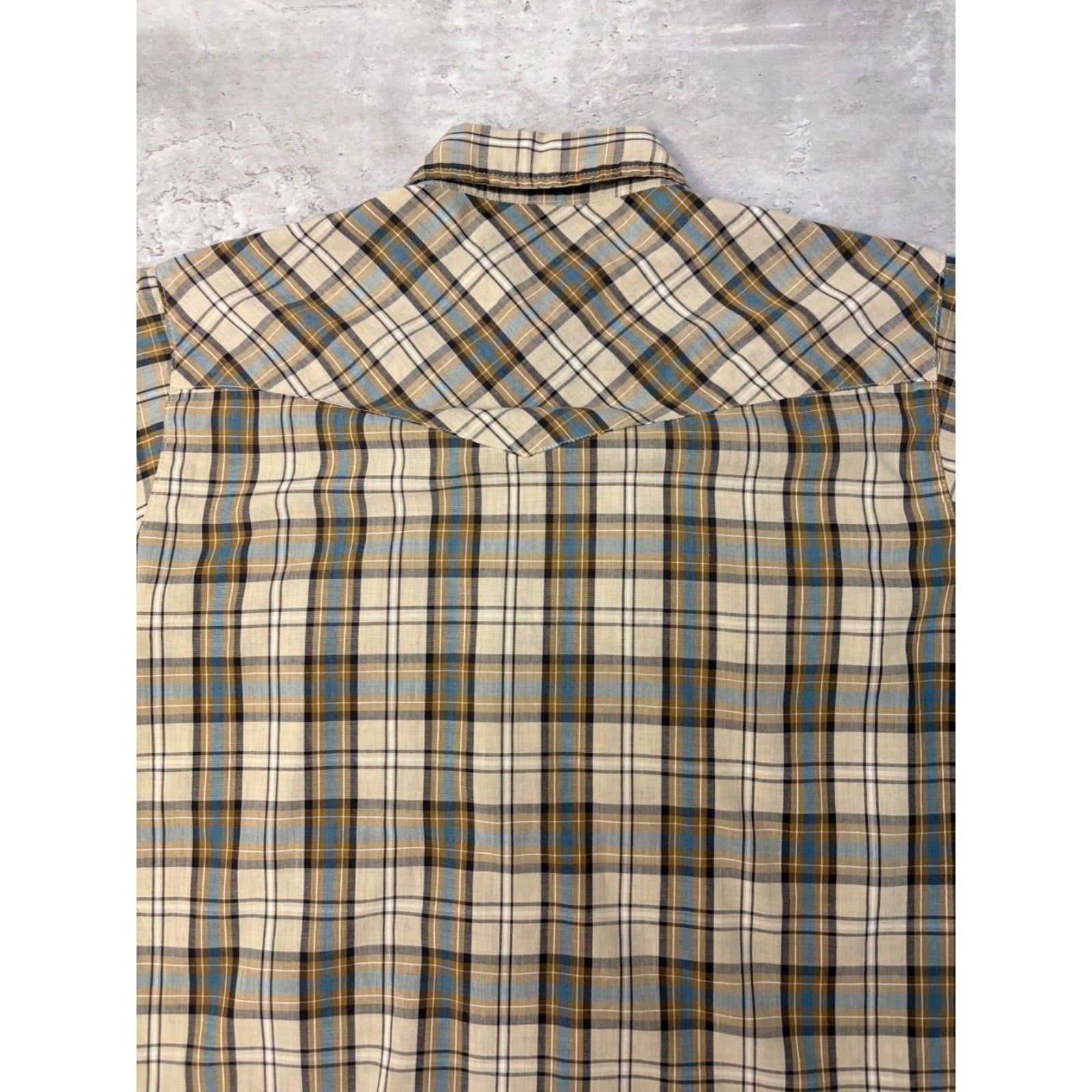 Vintage Canyon Guide Pearl Snap Plaid Cropped Button Up Shirt Size Medium