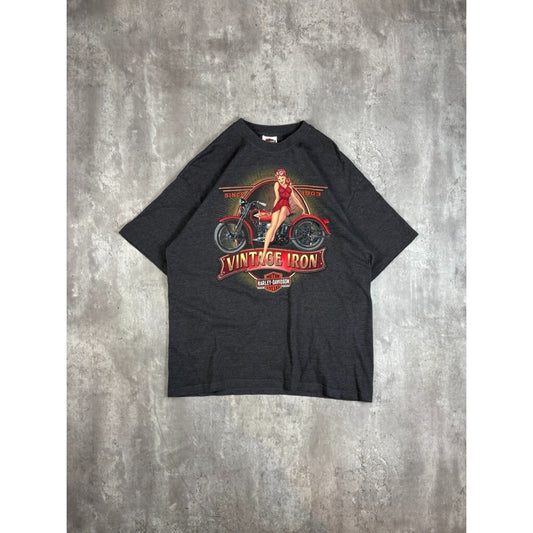 Harley Davidson Vintage Iron Pinup Girl Motorcycle Graphic T-Shirt Size XL