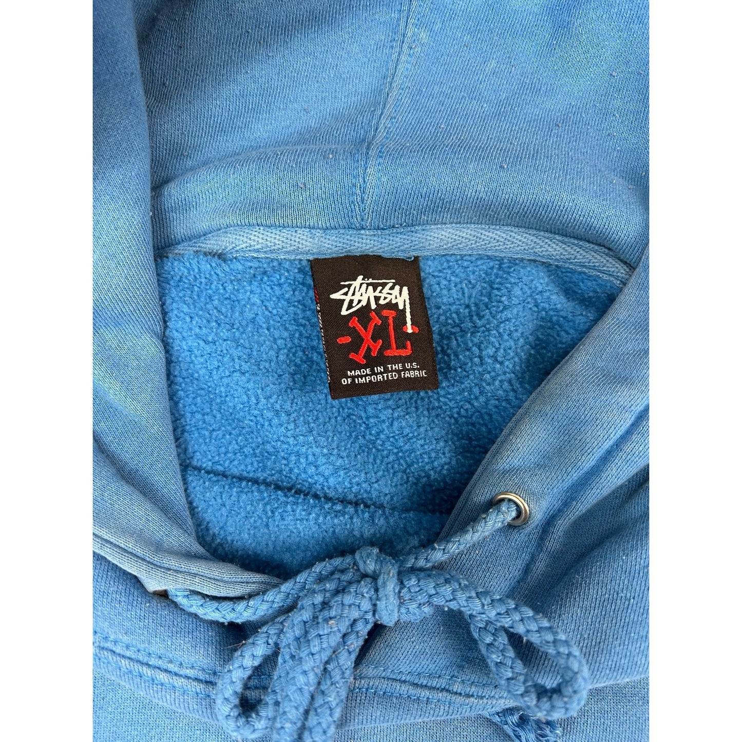 Vintage 2000s Stussy 80 Spellout Graphic Hooded Sweatshirt Size XL Blue