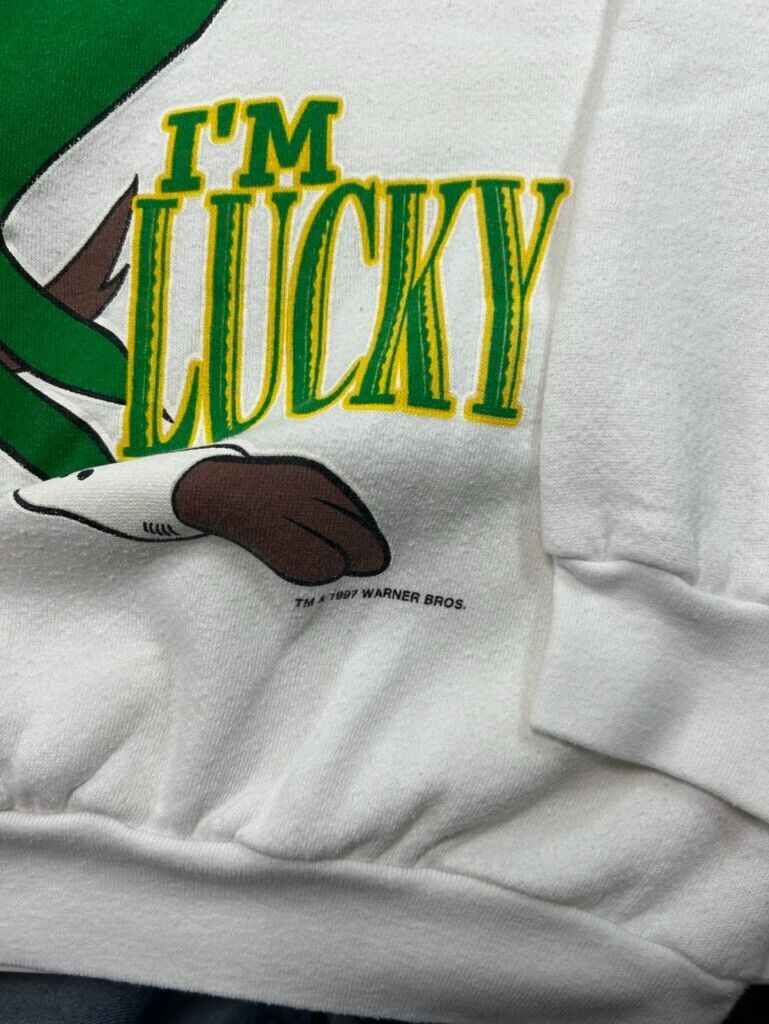 Vintage 1997 Looney Tunes Taz Bet Your Shamrocks Irish Graphic Sweatshirt Sz XL