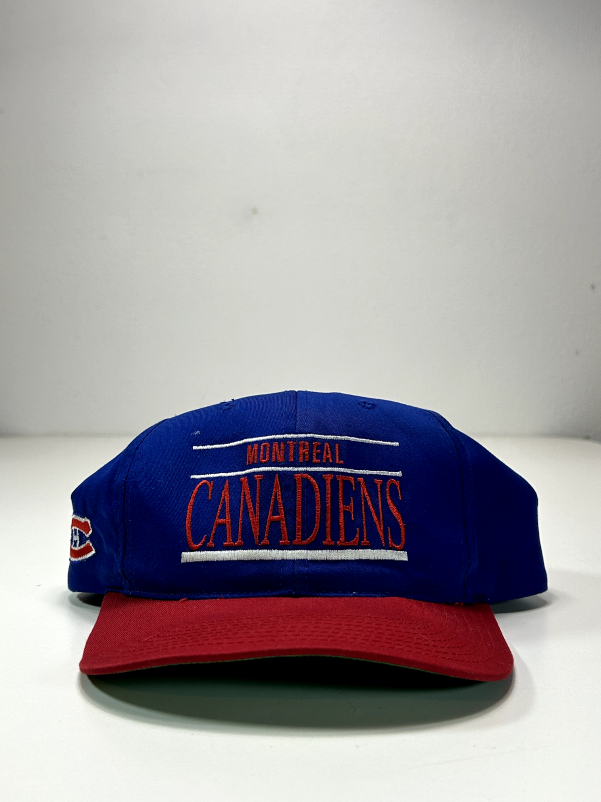 Vintage 90s Montreal Canadiens NHL Embroidered Spell Out Snapback Hat OSFA