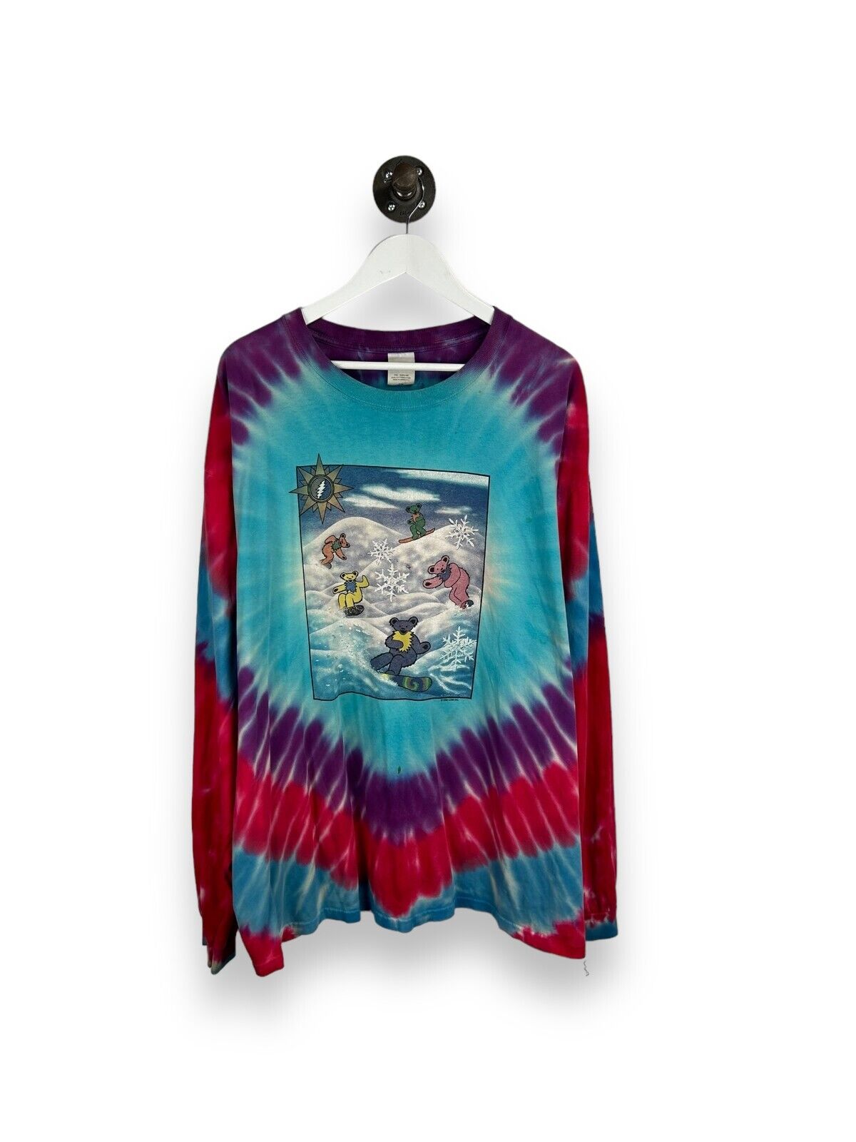 Vtg Grateful Dead Dancing Bears Snowboarding Tye Dye Folk Music T-Shirt Sz 2XL