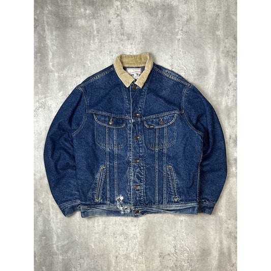 Vintage 1970s Lee Storm Rider Blanket Lined Dark Wash Denim Jacket Size Large