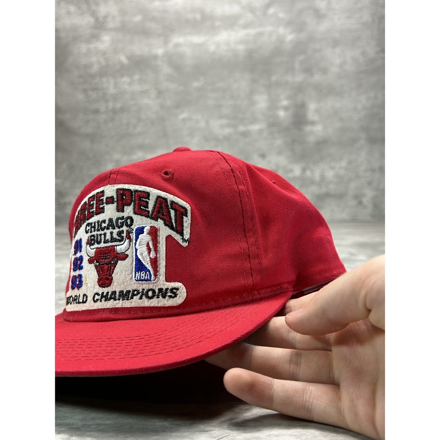 Vintage 1993 Chicago Bulls NBA Three-Peat World Champions Snapback Hat OSFA