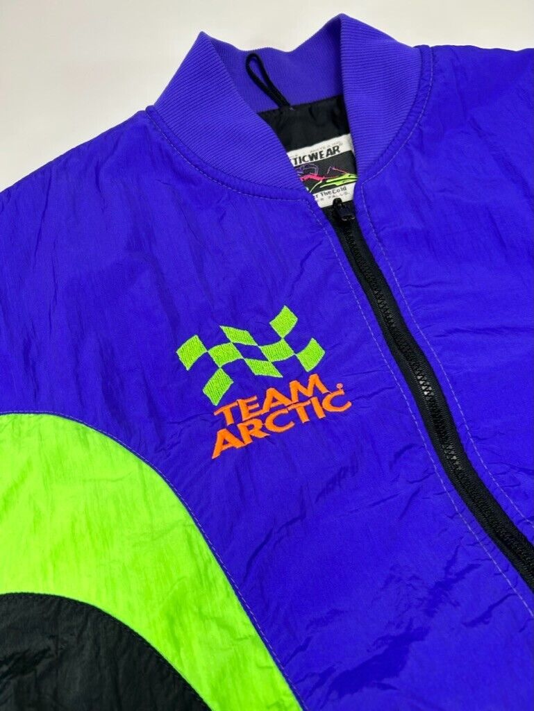 Vintage 90s Arctic Cat Team Arctic Nylon Full Zip Bomber Jacket Size Small