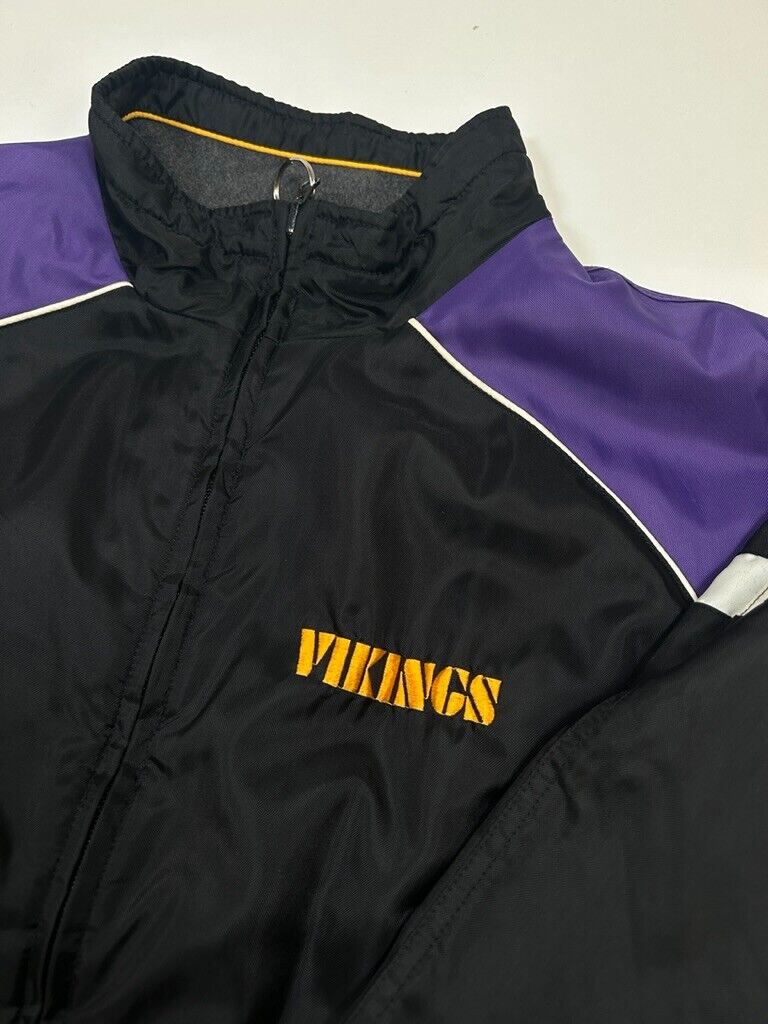 Vintage Y2K Minnesota Vikings NFL Reversible Nylon Fleece Jacket Size XL