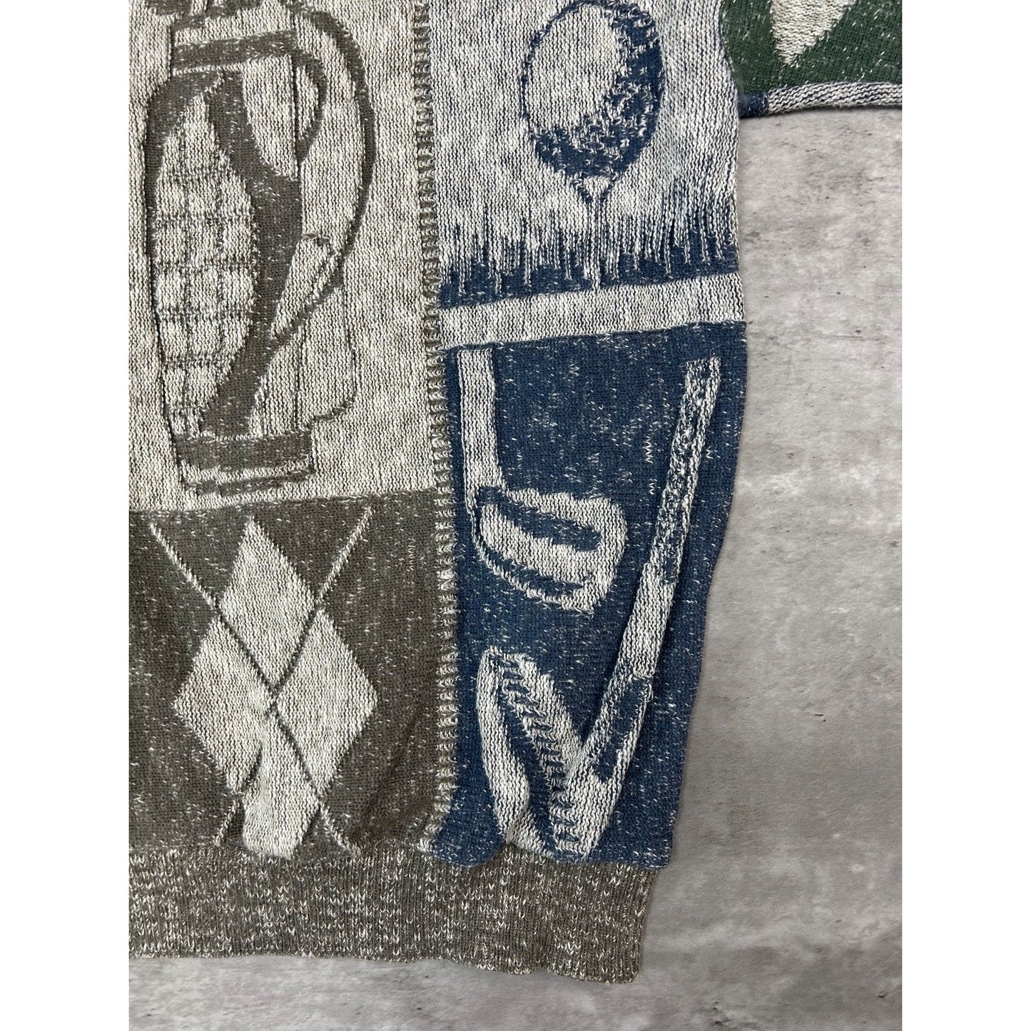 Vintage 90s Shenandoah Golf All Over Print Graphic Knit Sweater Size Medium