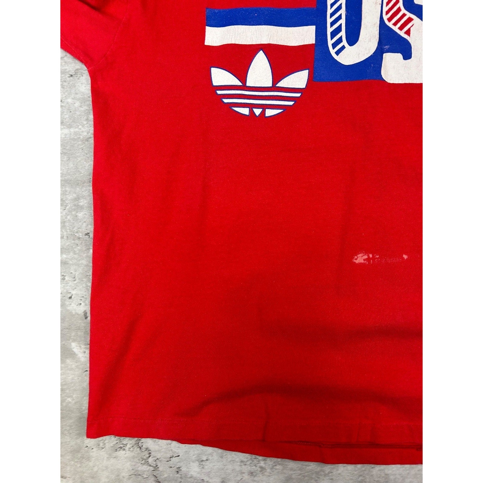 Vintage 80s Team USA Olympics Adidas Graphic T-Shirt Size Large Red