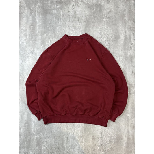 Vintage 2000s Nike Embroidered Mini Swoosh Crewneck Sweatshirt Size XL Maroon