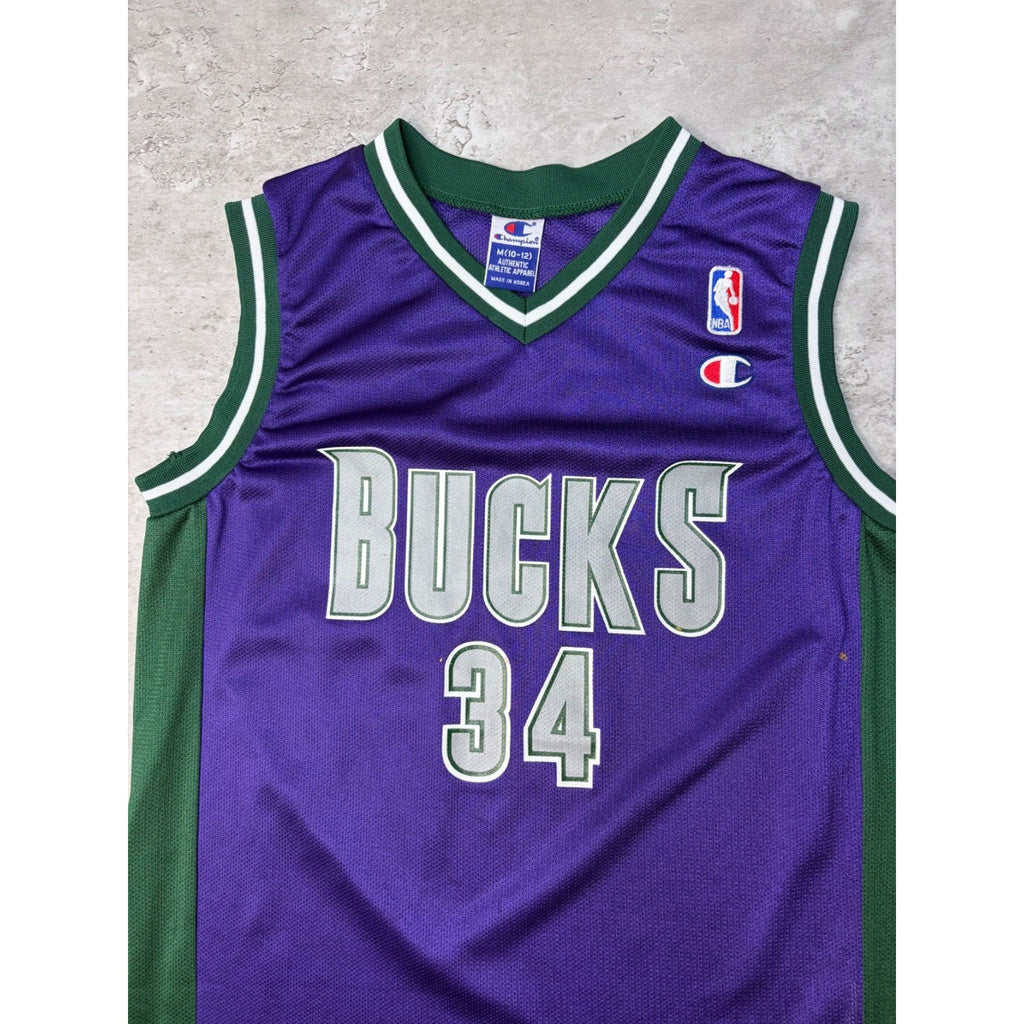 Vintage 90s Ray Allen #34 Milwaukee Bucks NBA Champion Jersey Size Medium YOUTH