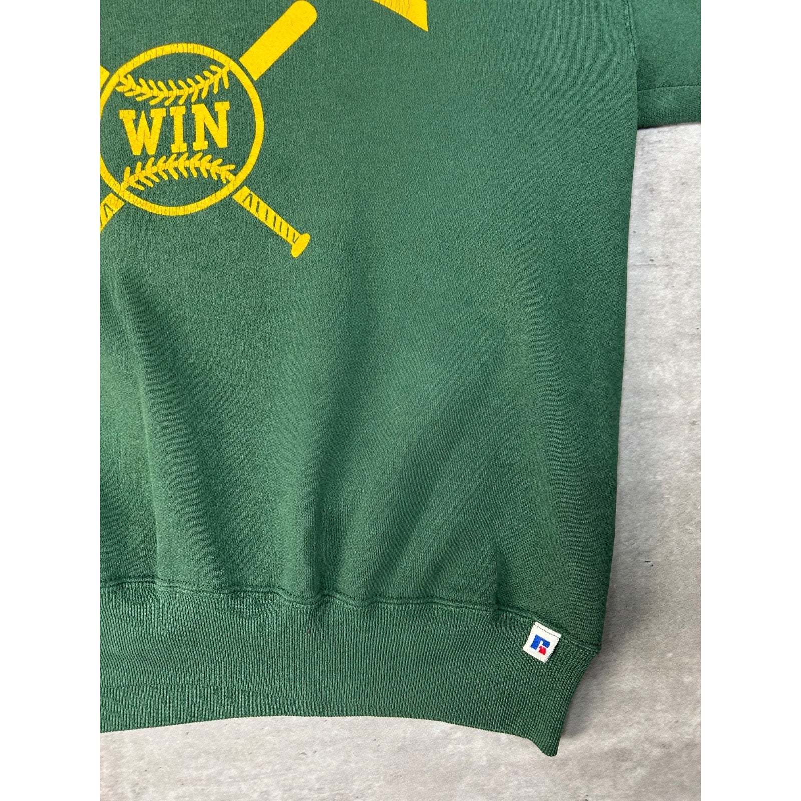 Vintage 90s Brooke Baseball Arc Spellout Graphic Russell Sweatshirt Size XL