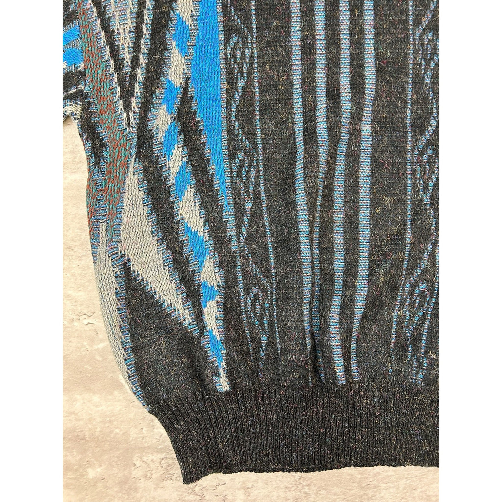 Vintage Michael Herald Abstract Striped Pullover Knit Sweater Size Large