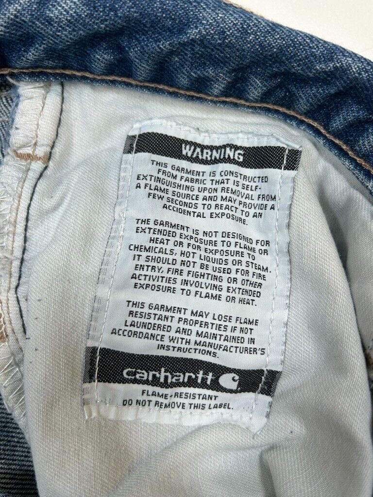 Carhartt Fire Resistant Relaxed Fit Dark Wash Denim Pants Size 37W NFPA2112