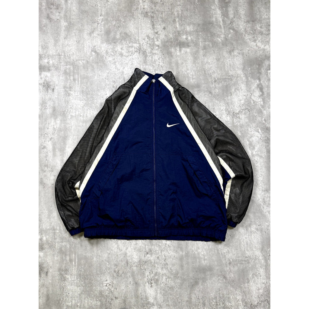 Vintage Nike Embroidered Swoosh Mesh Panel Full Zip Windbreaker Jacket Size XL