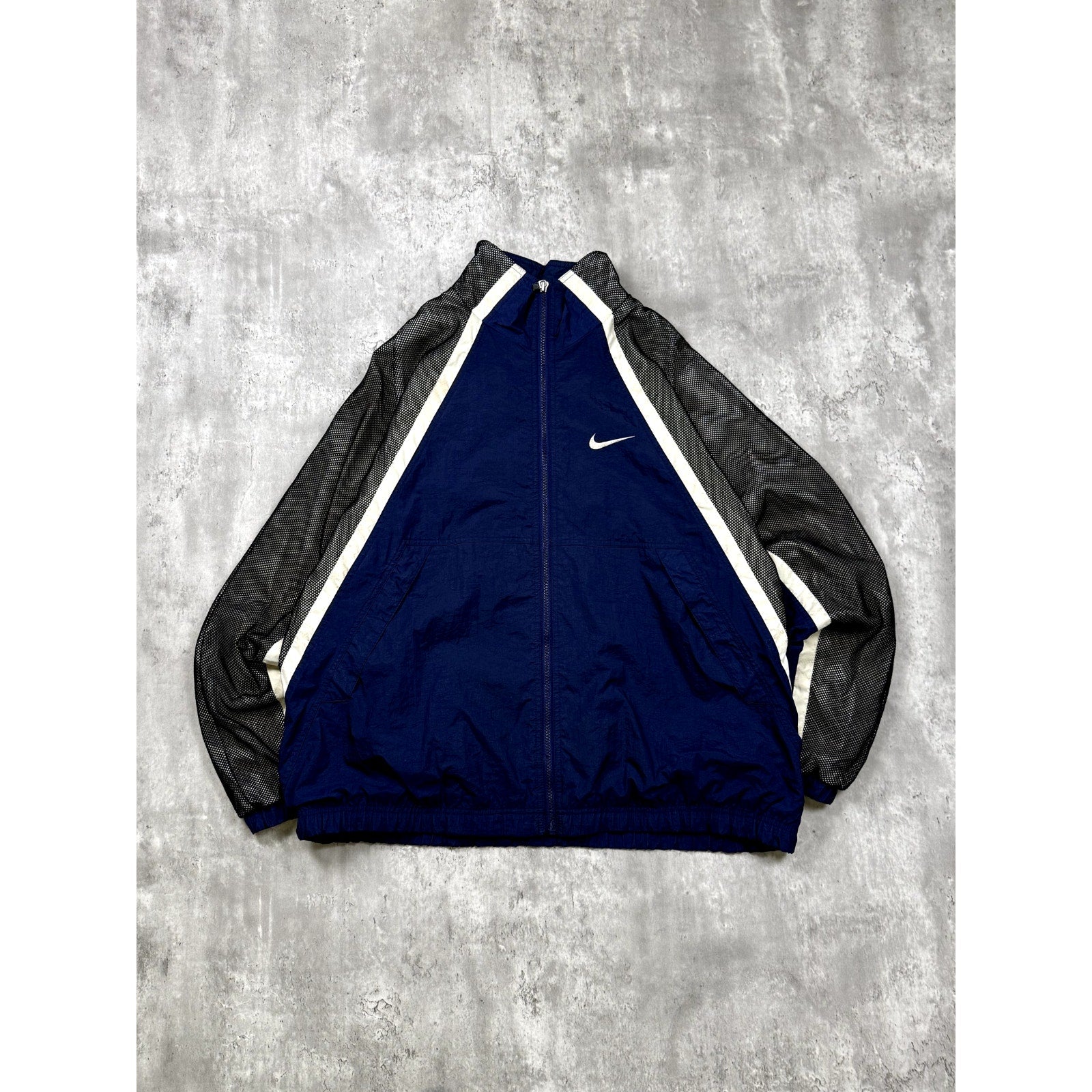 Vintage Nike Embroidered Swoosh Mesh Panel Full Zip Windbreaker Jacket Size XL