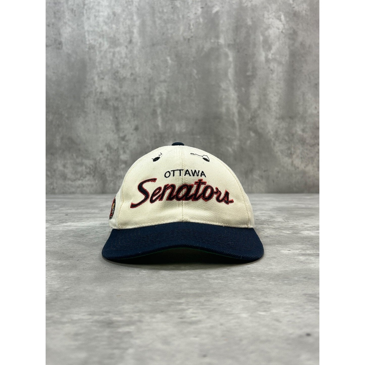 Vintage 90s Ottawa Senators NHL Sports Specialties Script Snapback Hat OSFA