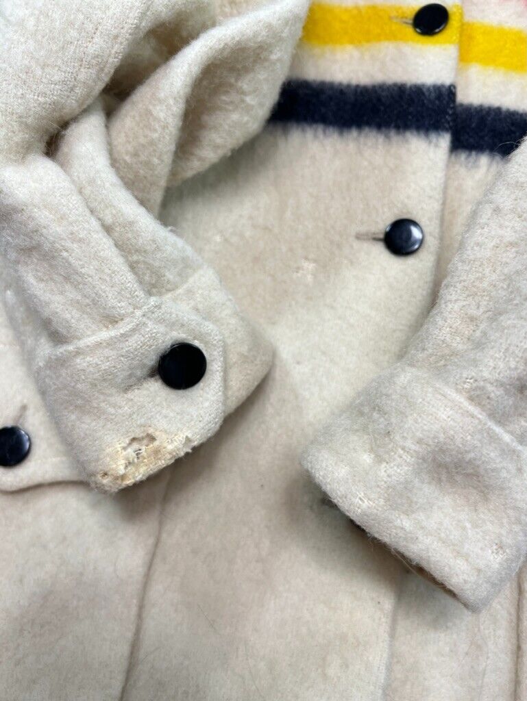Vintage 60s/70s Genuine Hudsons Bay Point Blanket Fabric Wool Jacket Size Large