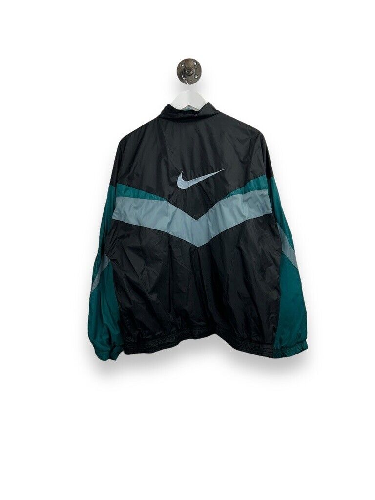 Vintage 90s Nike Embroidered Logo Swoosh Full Zip Nylon Windbreaker Jacket Sz M