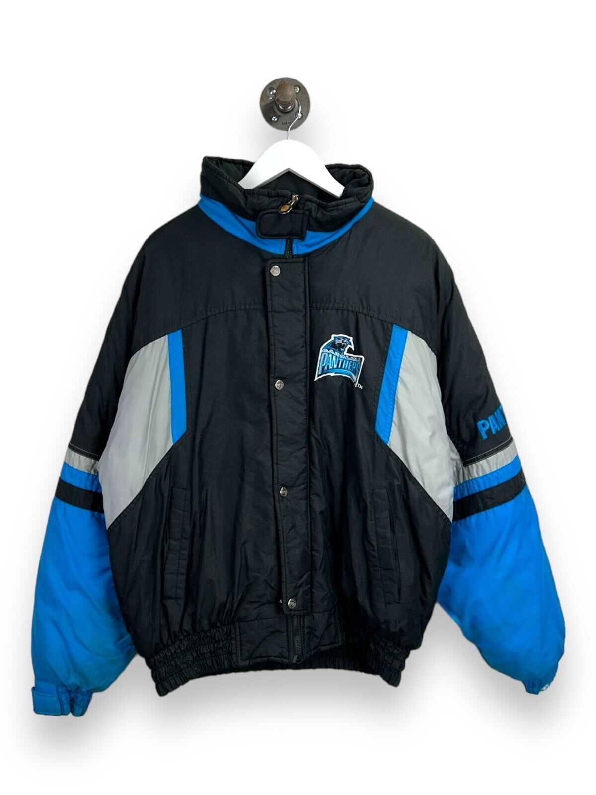 Vintage 90s Carolina Panthers NFL Embroidered Insulated Full Zip Jacket Sz Large