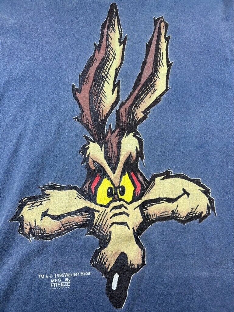 Vtg 1995 Looney Tunes Wiley Coyote Big Face Cartoon Graphic T-Shirt Sz Medium