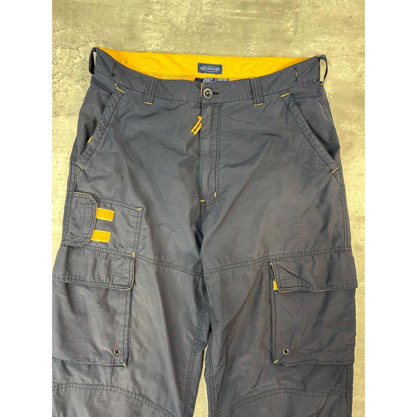 Vintage Y2K Sideout Nylon Cargo Windbreaker Pants Size 34 Blue