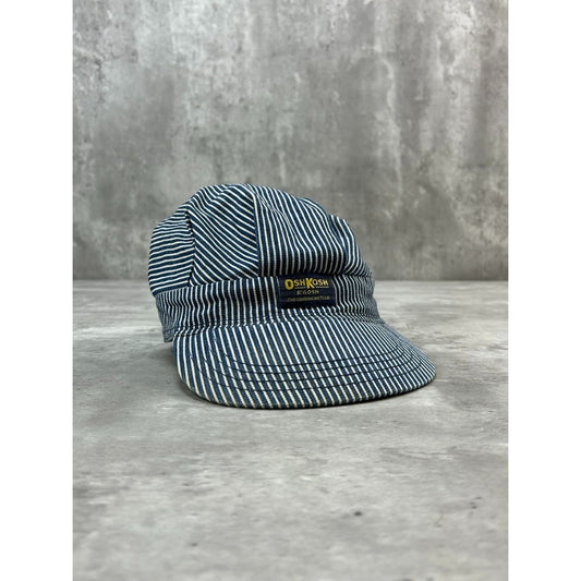 Vintage 80s Oshkosh Embroidered Patch Pinstripe Snapback Hat OSFA