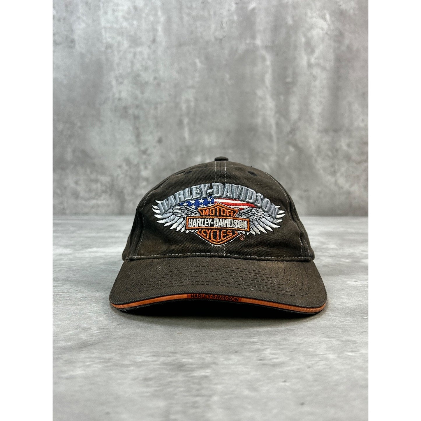 Vintage 2000s Harley Davidson Embroidered Winged Logo Strapback Hat OSFA