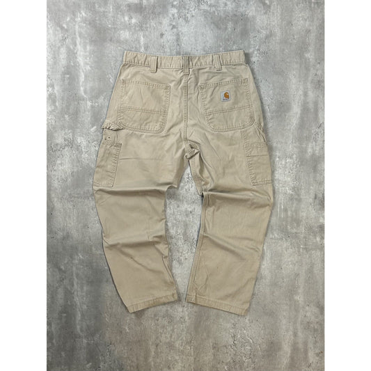 Vintage Carhartt Canvas Workwear Carpenter Pants Size 34 Beige
