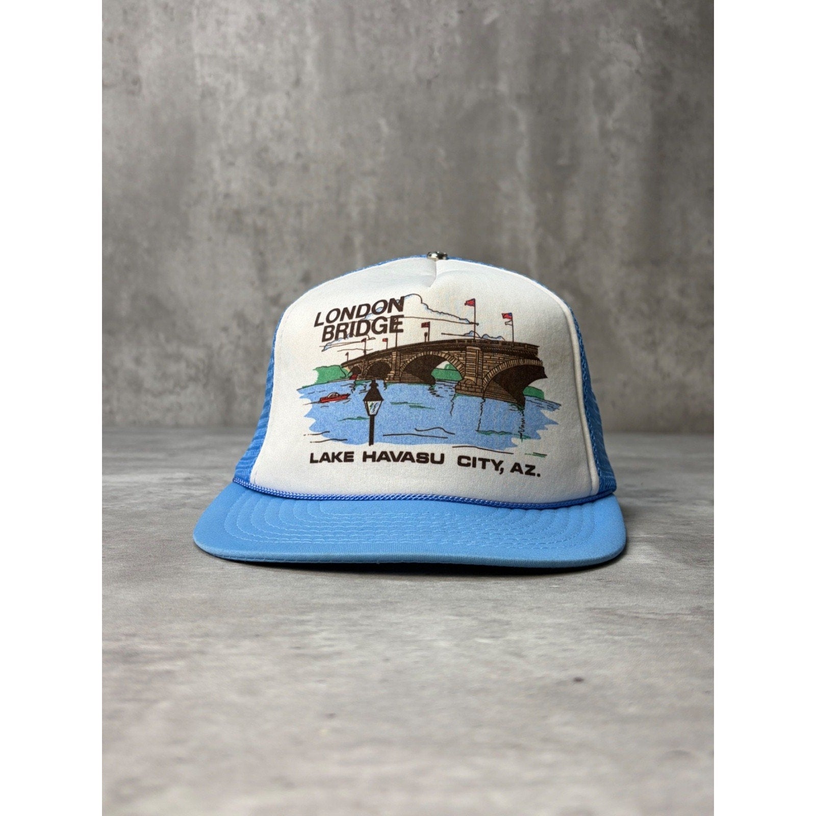 Vintage London Bridge Lake Havasu City Destination Trucker Snapback Hat OSFA