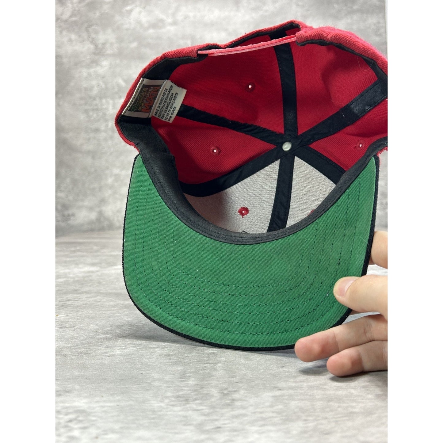 Vintage 90s Malcolm X Embroidered X Two Tone Snapback Hat OSFA Red/Black