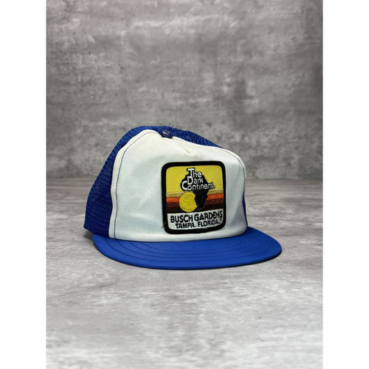 VTG 1980s Busch Gardens Embroidered Patch Destination Trucker Snapback Hat OSFA