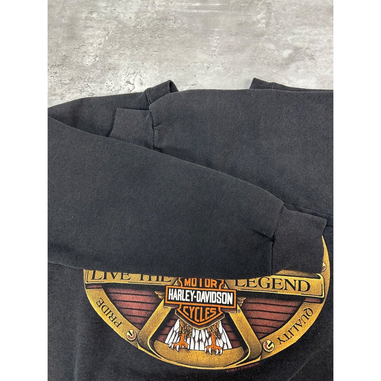 Vintage 1992 Harley Davidson Bald Eagle Classic Logo Graphic Sweatshirt Medium