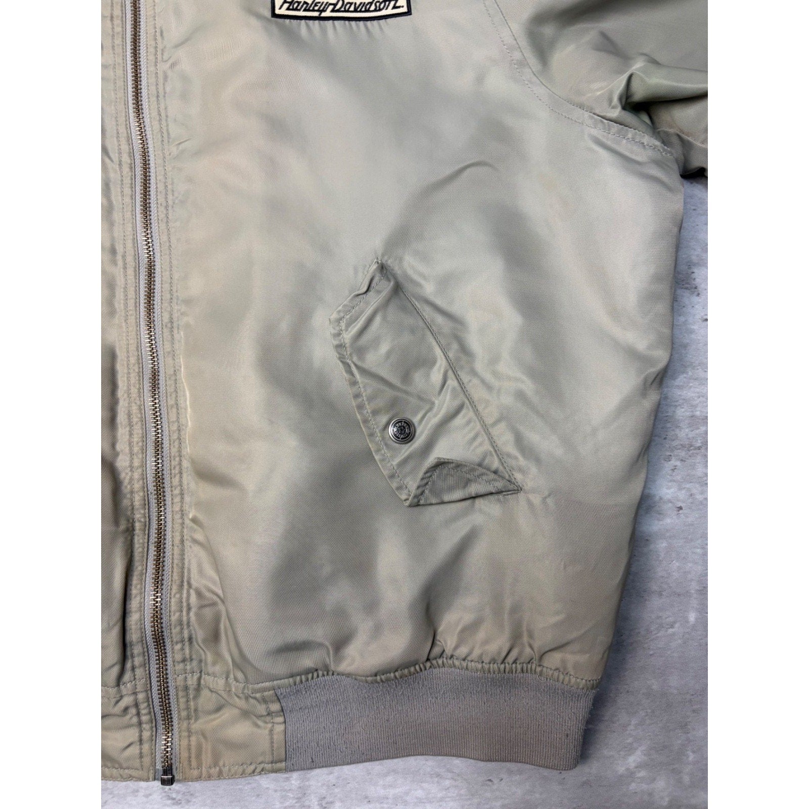 Vintage Harley Davidson Embroidered Patch Nylon Full Zip Bomber Jacket Size XL