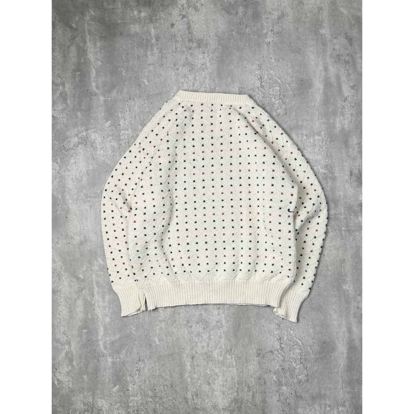 Vintage 90s Bernhard Altmann Abstract Spotted Print Pullover Sweater Size XL