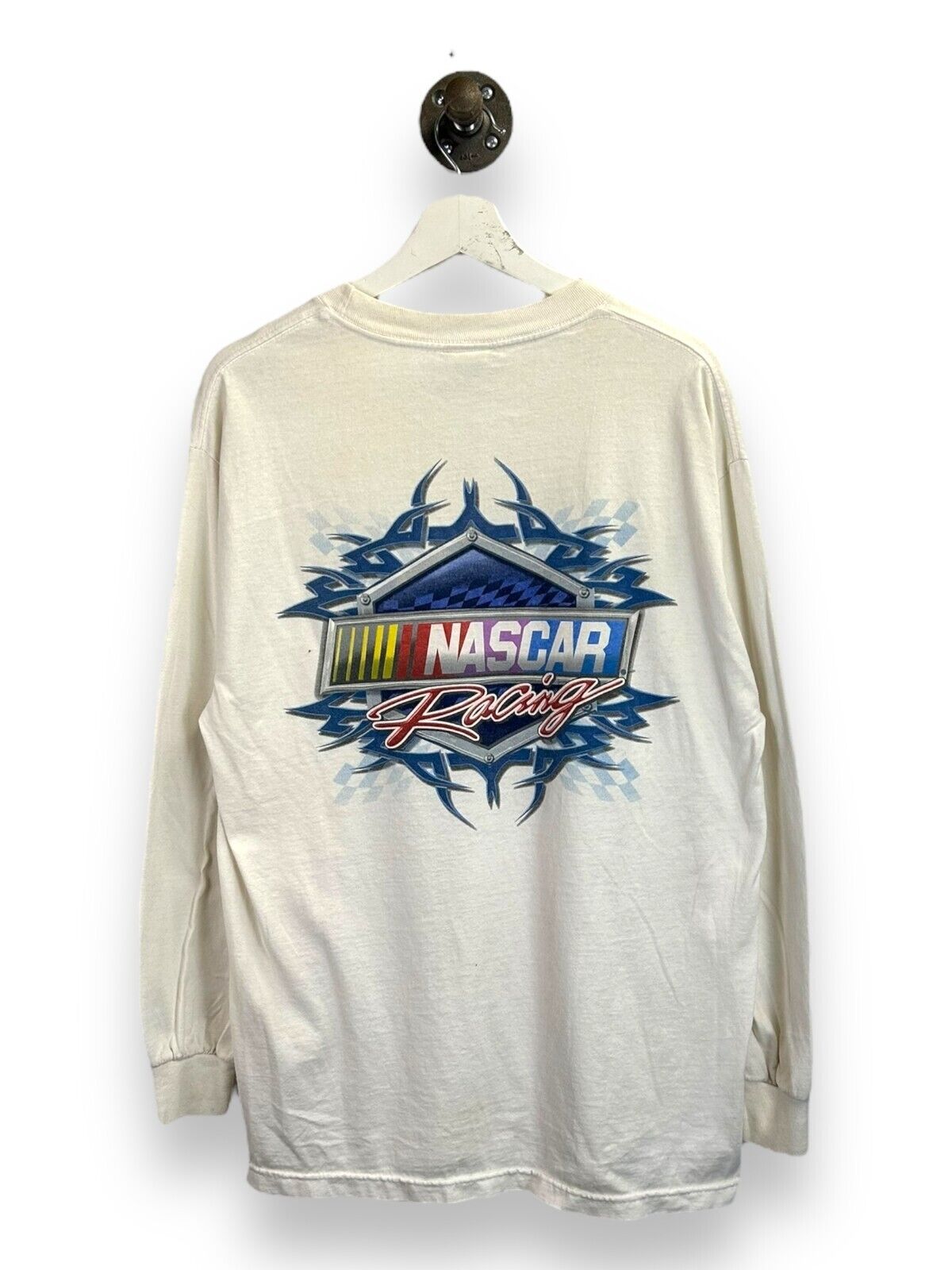 Vintage Nascar Racing Graphic Spellout Long Sleeve T-Shirt Size Large