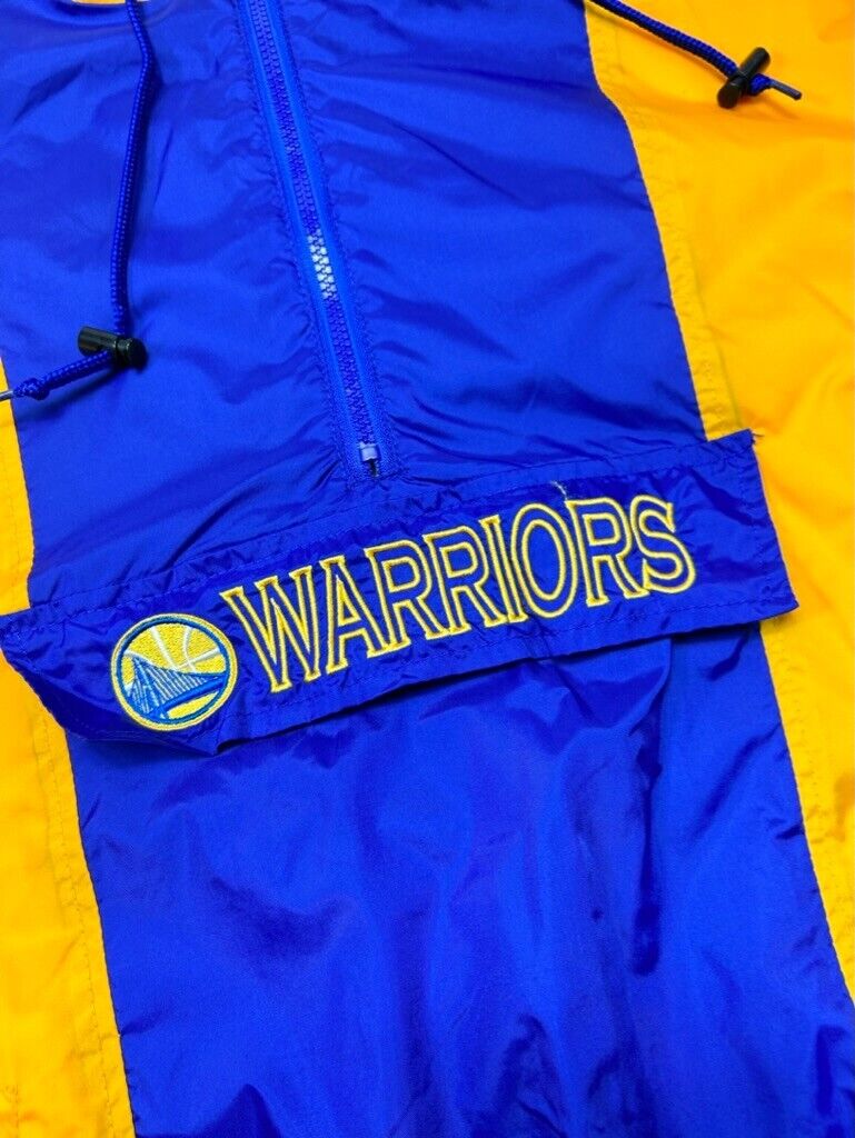 Golden State Warriors NBA Embroidered Logo Quarter Zip Nylon Jacket Size Small