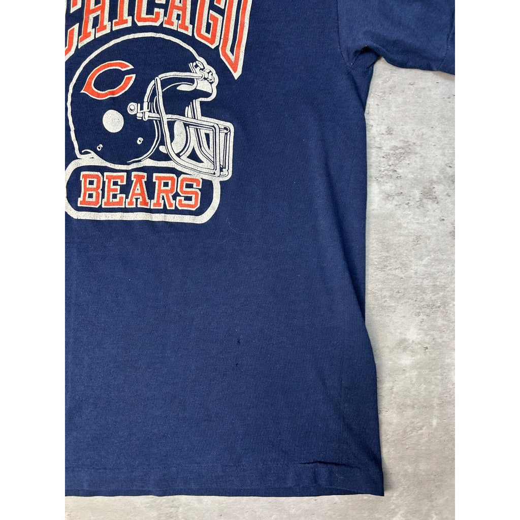 Vintage 80s Chicago Bears NFL Helmet Spellout Graphic Football T-Shirt Sz Medium