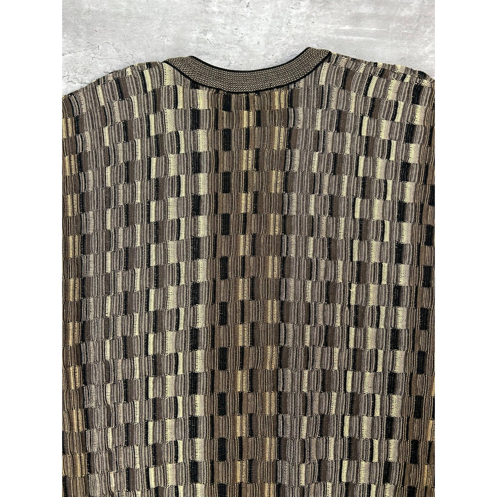 Vintage 90s Tundra 3D Checkered Print Pullover Lightweight Knit Sweater Sz Large