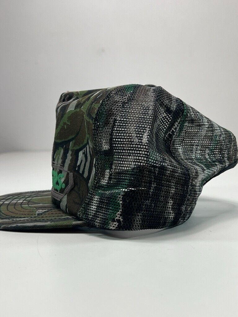 Vintage 90s Buckmasters Puff Print Hunting Camo Trucker Snapback Hat OSFA