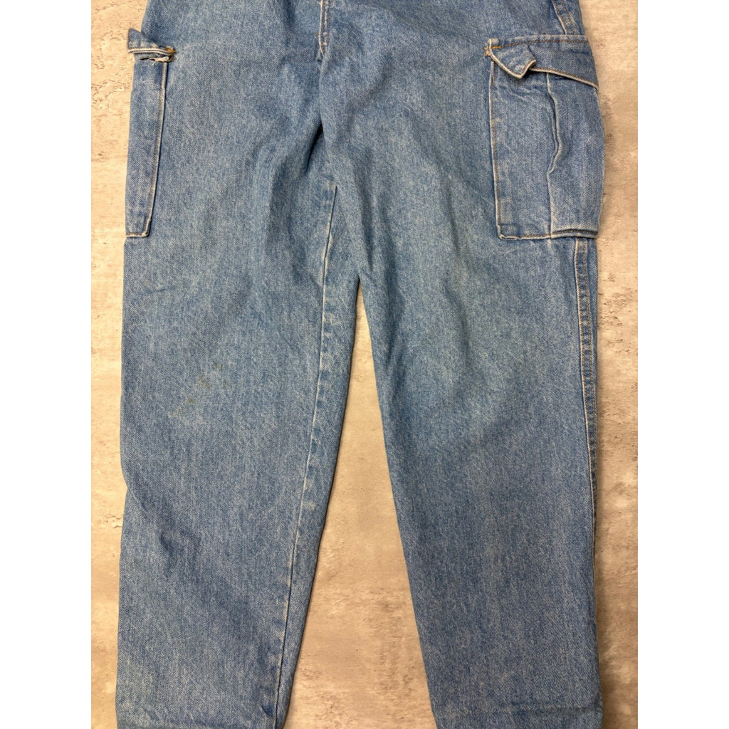 Vintage 90s Womens Palmettos Medium Wash Denim Cargo Pants Size 25
