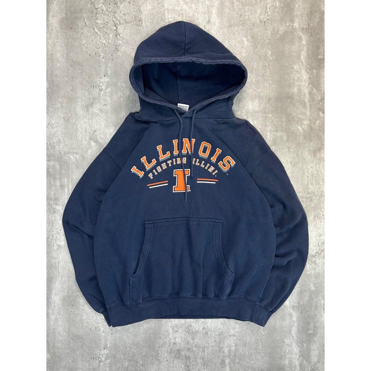 Vintage Illinois Fighting Illinis NCAA Graphic Spellout Hooded Sweatshirt Large