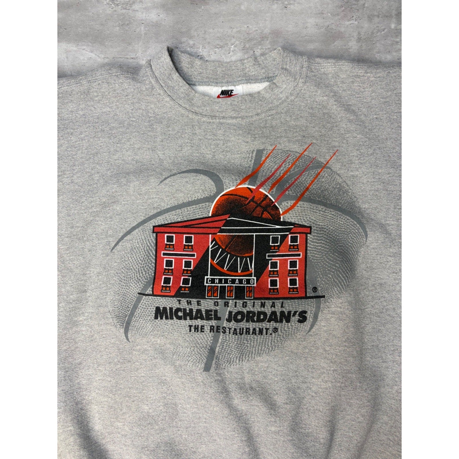 VTG 90s Nike Michael Jordan's Restaurant Destination Graphic Sweatshirt Size XL