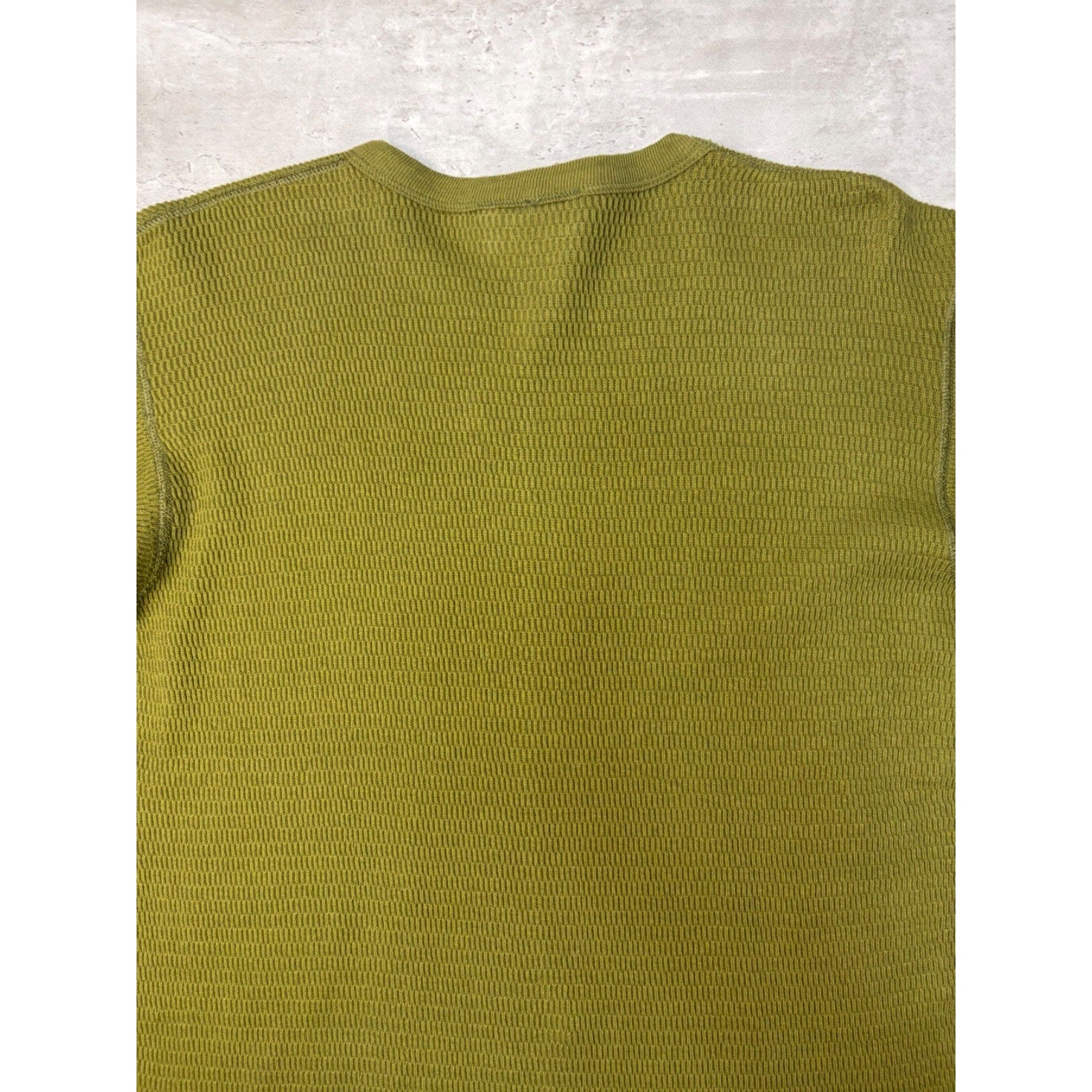 Vintage Green Thermal Long Sleeve T-Shirt Size Large