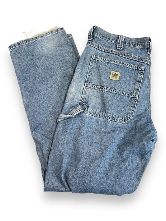 Vintage Lee Dungaree Fit Medium Wash Denim Work Wear Carpenter Pants Size 36W