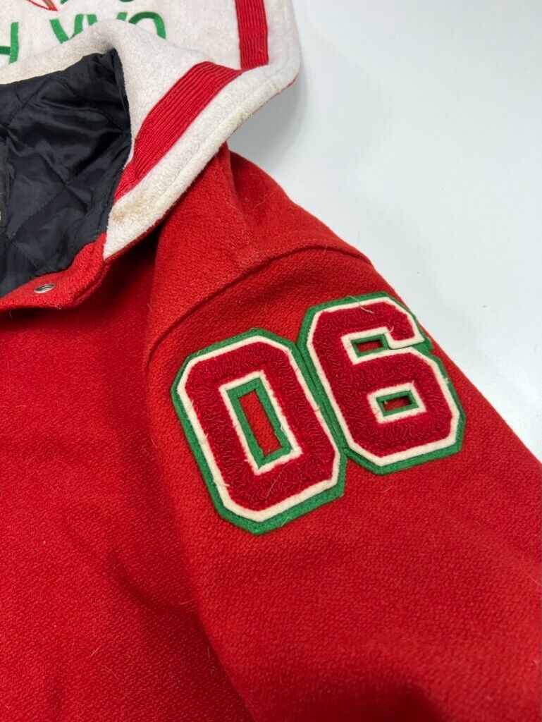 Vintage 90s Holloway Oak Harbour Varsity Jacket Size Large Made In USA Red