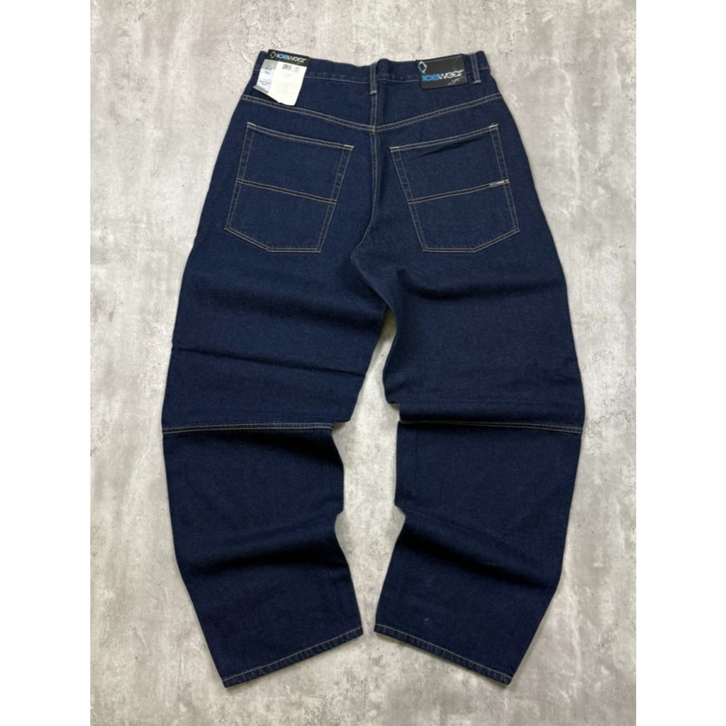 Vintage Y2K Icewear Contrast Stitched Dark Wash Denim Pants Size 36x34