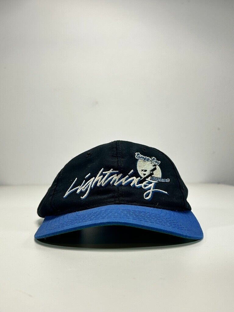 Vintage 90s Tampa Bay Lightning NHL Embroidered Spell Out Snapback Hat OSFA