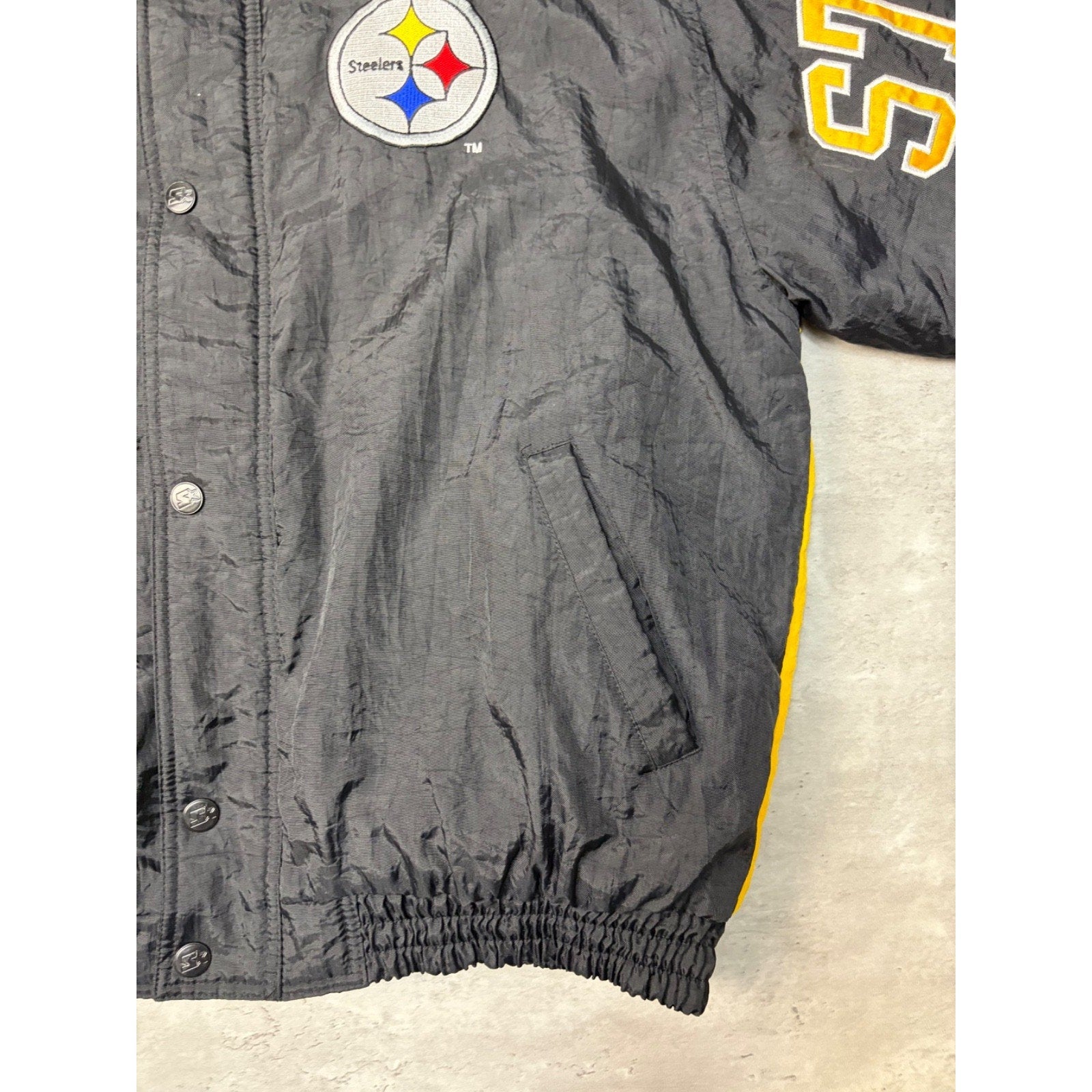 90s Pittsburgh Steelers NFL Insulated Starter Split Back Jacket Size Large
