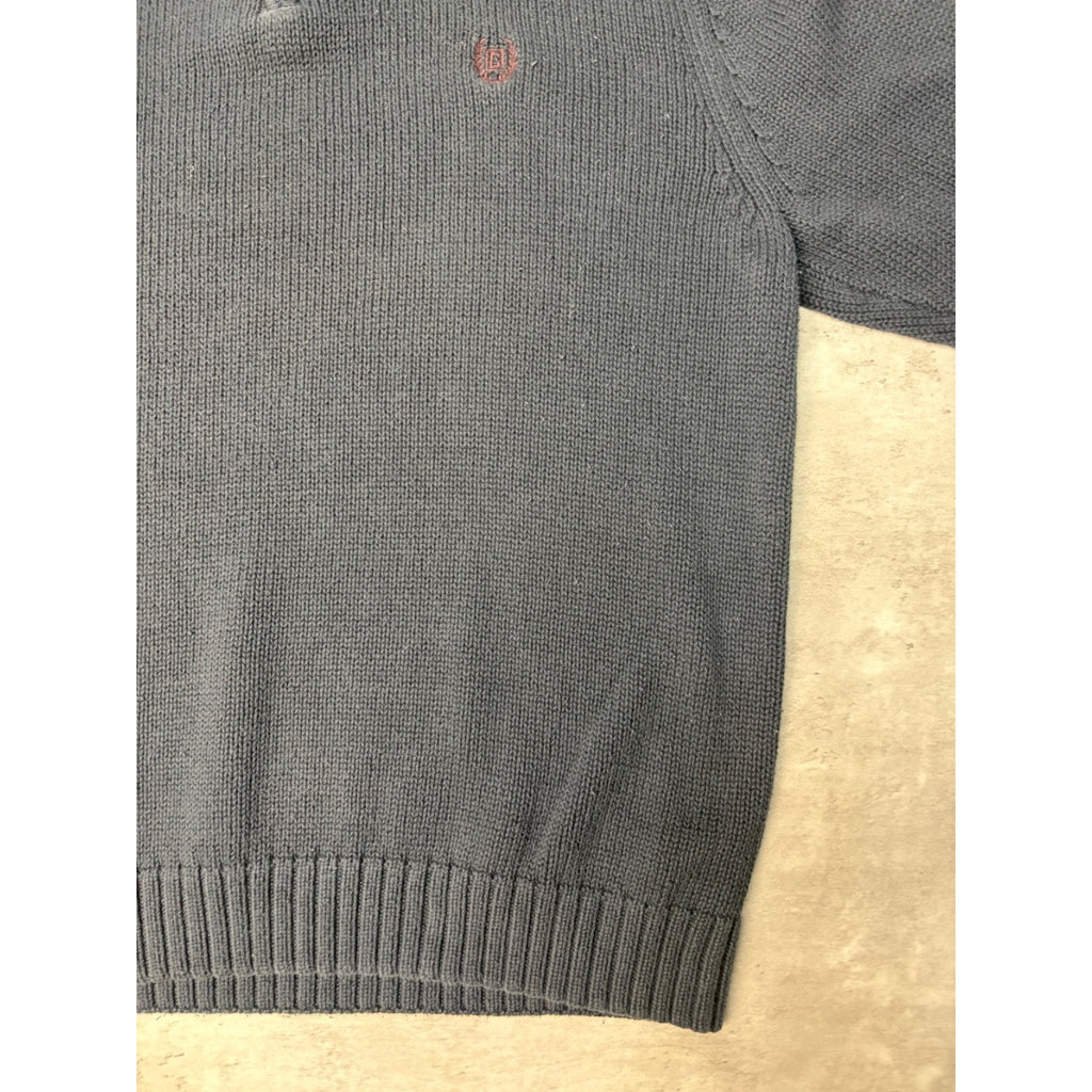 Vintage Chaps Embroidered Crest 1/4 Zip Pullover Knit Sweater Size Large